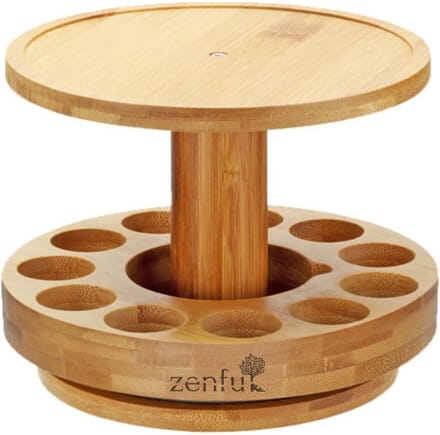 Aroma Diffuser Houder - Geurverspreider Bamboe Standaard - Olie Carrousel - Etherische Olie Houder - 12 vakken - 360° draaibaar