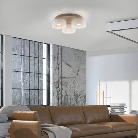 Paul Neuhaus LED plafondlamp MARIKA beige/wit 40 cm 3-lamps glas Switchdim