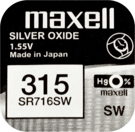 MAXELL 315 - SR716SW - Zilveroxide Knoopcel - horlogebatterij - 2 (twee) stuks