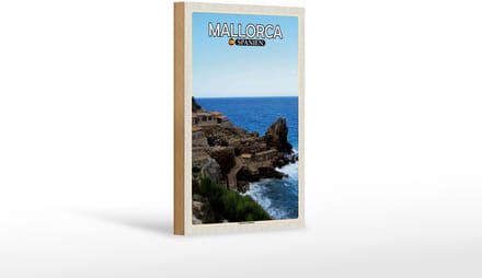 Holzschild Reise 12x18 cm Mallorca Spanien Cala de Estellences Dekoration