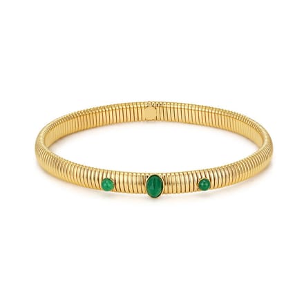 Twice As Nice Armband in edelstaal met groene stenen Goudkleurig 19cm