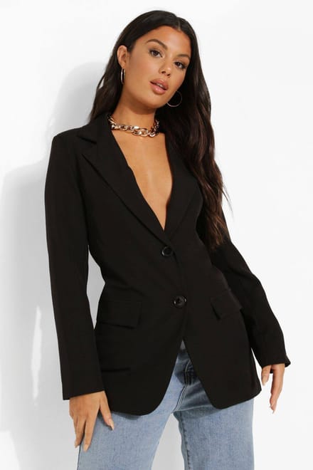 boohoo Dames Getailleerde Maatwerk Blazer | Zwart | Maat: 36
