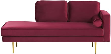 BELIANI MIRAMAS - Chaise longue - Donkerrood - Rechterzijde - Fluweel