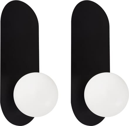LEISI - Wandlampen set van 2 - Zwart - Opaalglas