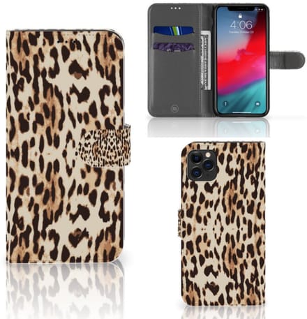 Boekhoesje voor Apple iPhone 11 Pro Max Telefoonhoesje met Pasjes Leopard