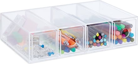 make up organizer - klein - met 4 lades - doorzichtig - bureau organizer