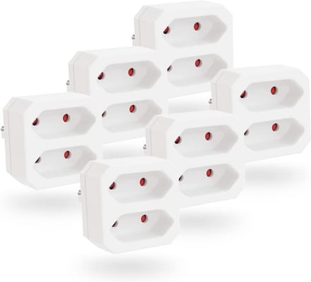 Dubbele stekkeradapter 2-voudig voor stopcontact - Max 1100 W, Wit