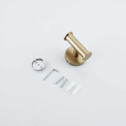 FugaFlow Handdoekhaak - rond - dubbel - Geborsteld Messing PVD (Goud)