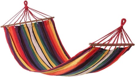 Textile Hangmat - Kampeerhangmat Tuin - Ontspannen Buiten - Inclusief Draagtas - 200 x 100 cm - Multicoloured