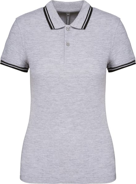 Kariban Gestreepte damespolo korte mouwen K273 - Oxford Grey / Black - M