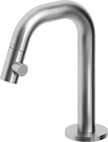 Clou Kaldur fonteinkraan 2x15.9cm korte uitloop rechts RVS geborsteld