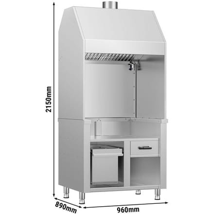 GGM Gastro Neutraal element voor houtskool-/gasgrill BERLIN - 960 mm - RVS zilver