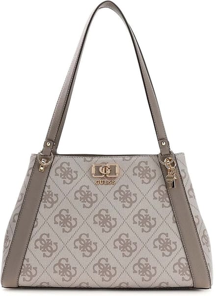 GUESS schoudertas Karnilla Logo Girlfriend Carryall Dark Taupe Logo