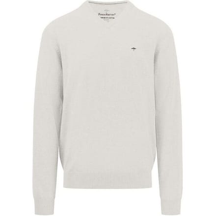 Fynch-Hatton Trui Uni Color V-Neck Superfine Cotton Winter White / male