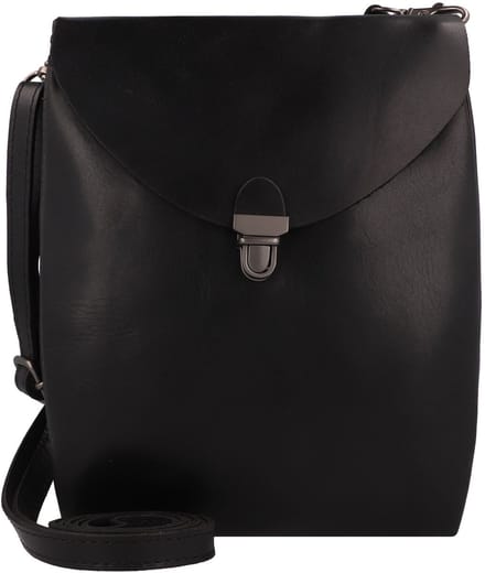 HAROLD'S Leren Schoudertas Fold Handbag Clutch Up Black Zwart