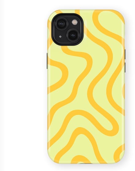 DripCase Curvy Lines Hoesje geschikt voor iPhone 14 Plus | Backcover met Mag | Design Tough Case geschikt voor iPhone 14 Plus Lemon Loop