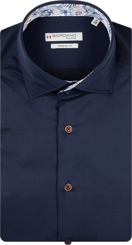 Giordano – Locarno – Heren – Twill – Effen - Overhemd - Navy – 617864-60