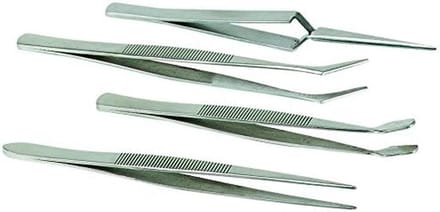 Set van 4 Precisie Tweezer Pincetten van RVS, Anti-Magnetisch