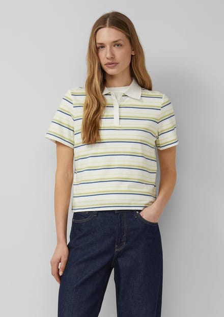 Slim Fit Gestreepte Jersey Polo Dames s.Oliver