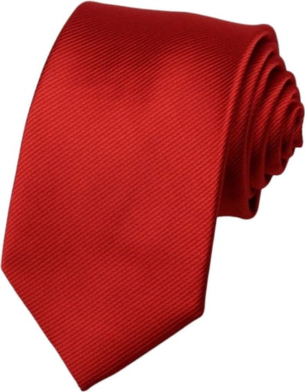 Fako Fashion - Brede Stropdas - Gestreept - Ribstructuur - 100% Zijde - Effen - 8cm - 145cm - Rood