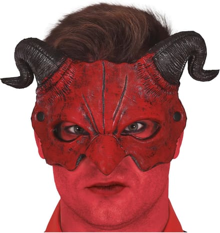Fiestas Guirca Horror masker duivel/demon - rood - foam - volwassenen - Halloween - verkleedmasker