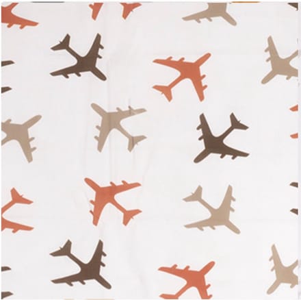 BINK Bedding Stof 100% katoen per meter percale - Planes choco - print - bruin - terra - taupe - vliegtuig