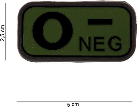 Embleem 3D PVC bloedgroep O- negatief groen
