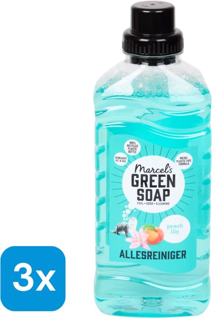 3 x 1 Liter Marcel's Green Soap allesreiniger - Peach Lily
