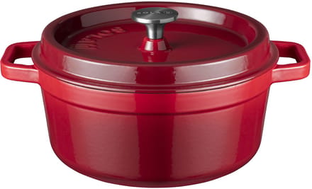 Sola Gietijzeren Braadpan Rood - Ø 24 cm - Inclusief deksel