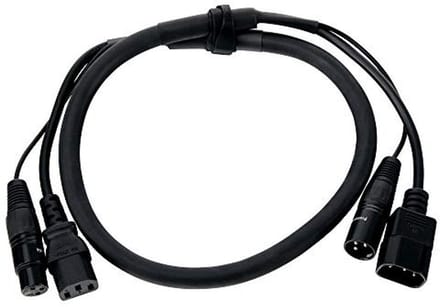 Hybride DMX Combi-kabel voor Stroom en Signaal - 1 m Zwart
