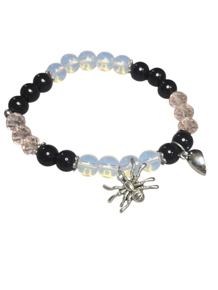 obsidiaan en opaliet armband.
