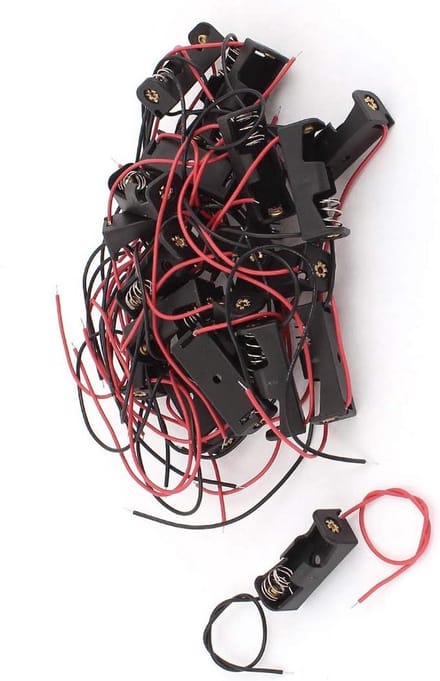 Batterijhouder - Celhouder - Elektronica Projecten - Met Draadconnector - 20 Stuks - Zwart