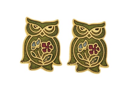 Behave - Oorringen dames - uilenmotief - groen - 1,5 cm