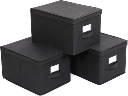 Famanu - Organizers set van 3 multifunctioneel opbergbox mand 40x30x25cm zwart