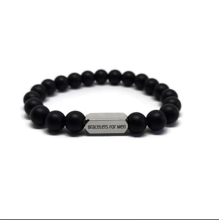 Armband Heren - Natuursteen - Heren - Black Latiano - Medium 17cm