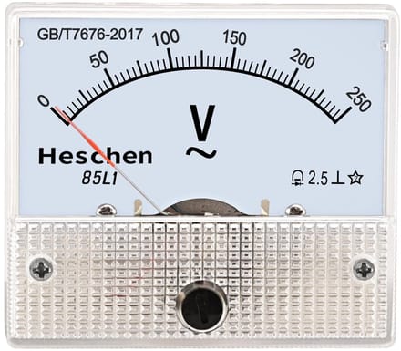 Paneel gemonteerde meter - Spanningsmeter voltmeter - Elektrische metingen - AC 0-250V bereik - 62x55mm gezicht - Wit
