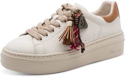 Tamaris dames leren sneaker 1-23775-47-430 dames veterschoen beige