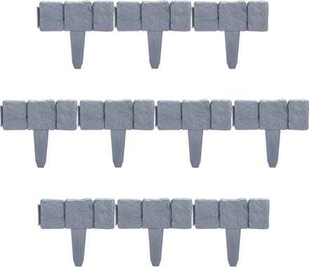 borderrand - set van 10 - kunststof - steenlook - 23 x 25 cm - grijs