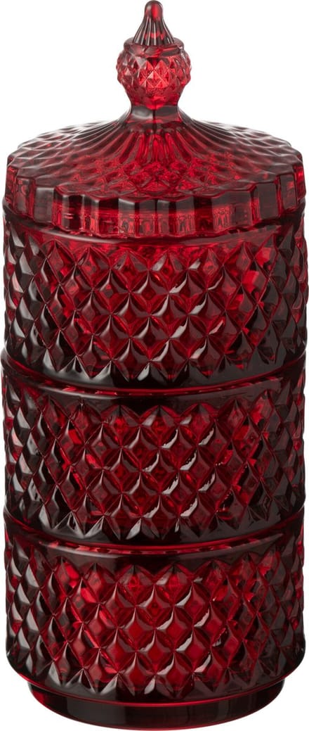 J-Line voorraadpot 3 lagen - glas - rood