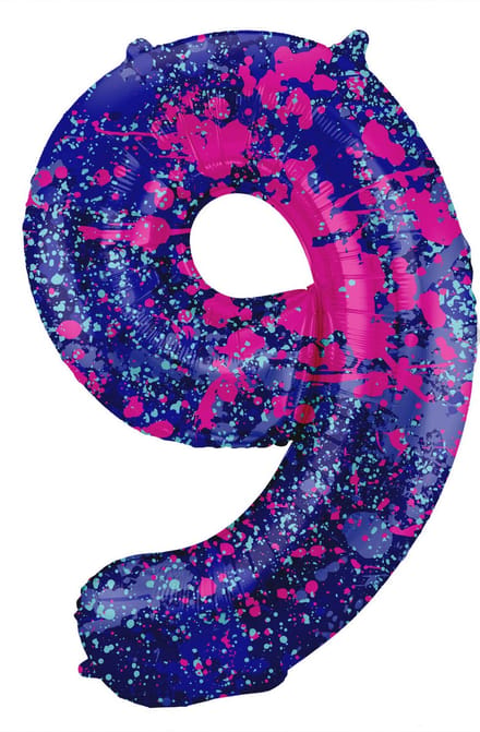Folat - Folieballon Cijfer 9 Paint Splash - 86 cm
