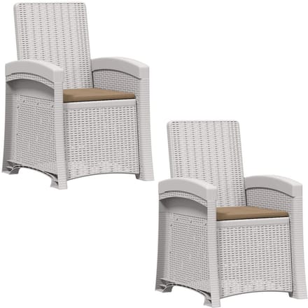 vidaXL - Ligstoel - Rieten - Look - 2 - st - Wit - en - Taupe - PP
