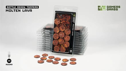 Molten Lava Bases Pre-Painted (12x 25mm Round)