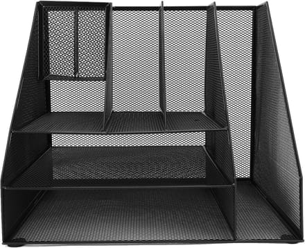 Bureau Organizer - Documentenhouder Stapelaar - Thuiswerk Flexplek - 3 Laags Ontwerp - 32x27x27cm - Zwart
