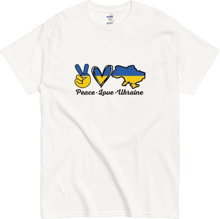Peace Love Ukraine T Shirt - Statement Shirt met Oekraïne Design - Dames Heren - Wit - 2XL