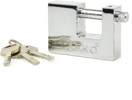 GEKO Pin hangslot - 70mm - Massief messing - Borium beugel - Dubbele vergrendeling
