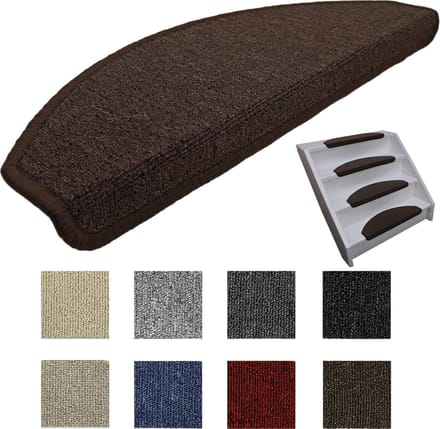 Elite Trapmatten - 13 stuks - Lima donker Bruin - 56x17x3,5cm - halve maantjes - zelfklevend