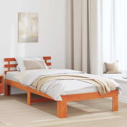 vidaXL - Bedframe - met - hoofdeinde - Wasbruin - 80 - x - 200 - cm - Massief - grenenhout