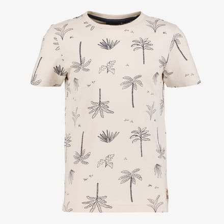 Unsigned jongens T-shirt met palmbomen beige - Maat 134/140