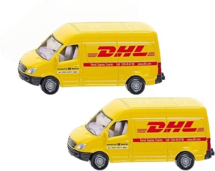 Siku DHL bezorg busje - 2x stuks - modelauto - 8 cm - Mercedes - speelgoed auto/wagens
