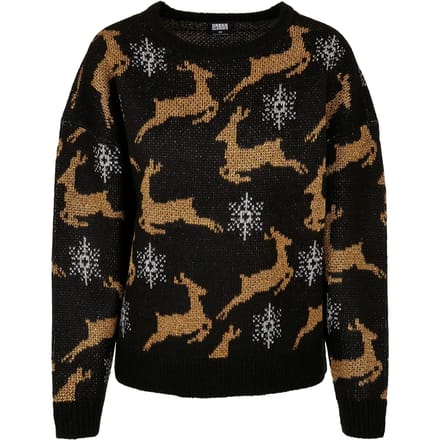 Urban Classics - Oversized Kersttrui - S - Zwart/Goudkleurig